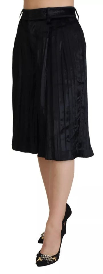 Dsquared² Black pleated high-waisted wide-leg trousers